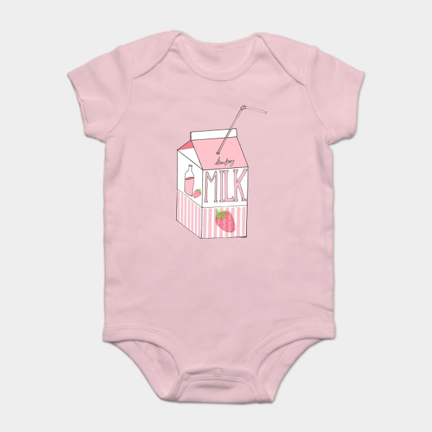 Strawberry Milk Baby Bodysuit by Kcael